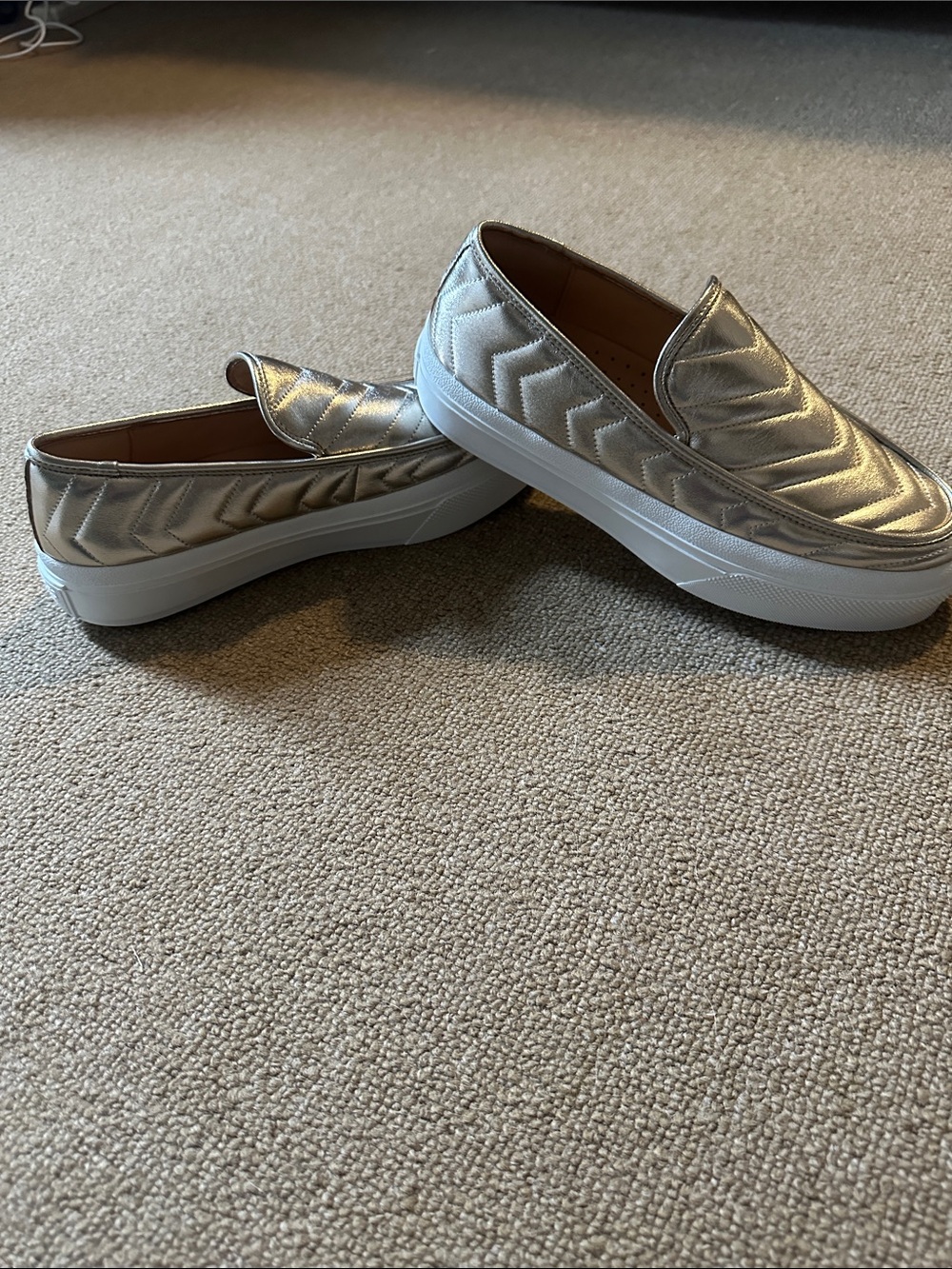 J/ Slides Metallic Gold Quilted Slip-On Sneakers NWOT